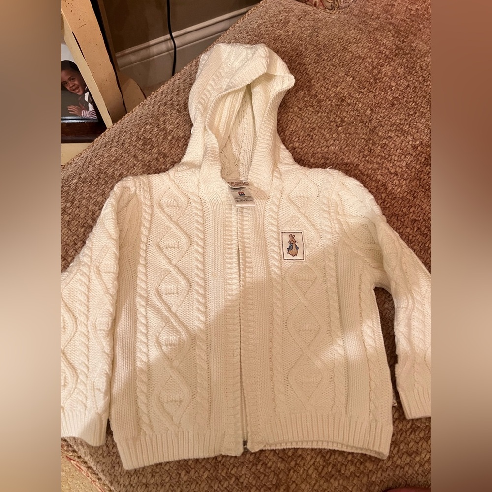 Baby sweater with hood. 12-18 months